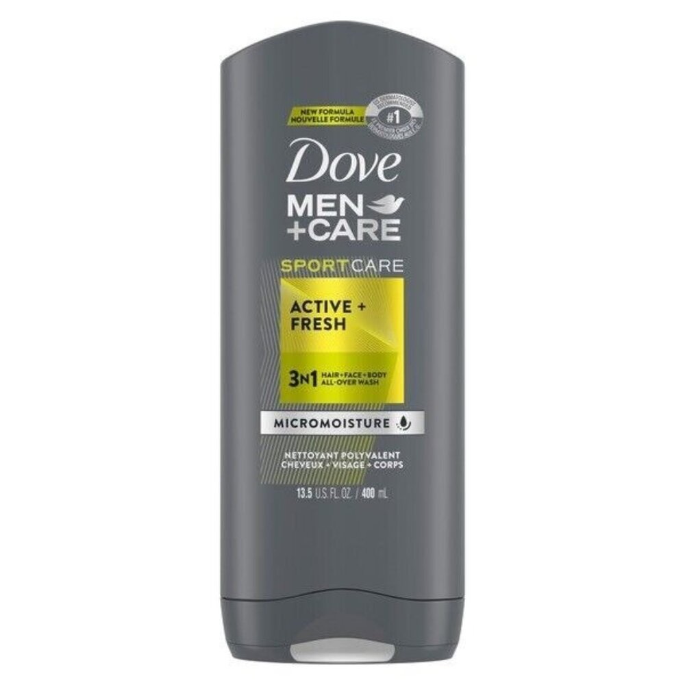 Dove Men+Care Sport Care Active + Fresh Hair + Face + Body Wash, 18 fl oz